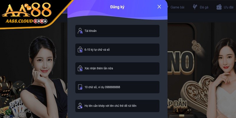 Quy trình đăng ký AA88 diễn ra rất đơn giản và dễ hiểu 